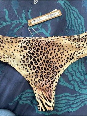 SKIMS Leopard Print Cheeky Panty in Tan and Black